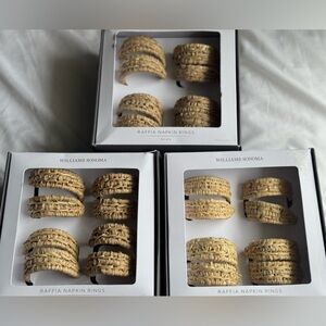 Williams Sonoma Natural Raffia Napkin Rings Set ( 3 sets of 4)